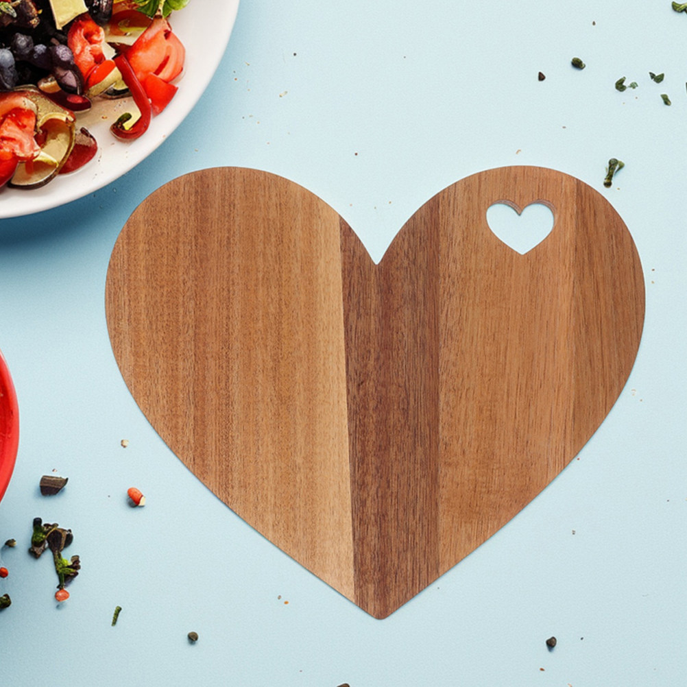 Wooden Serving Tray - 2Pcs Heart Shape Wooden Cutting Board