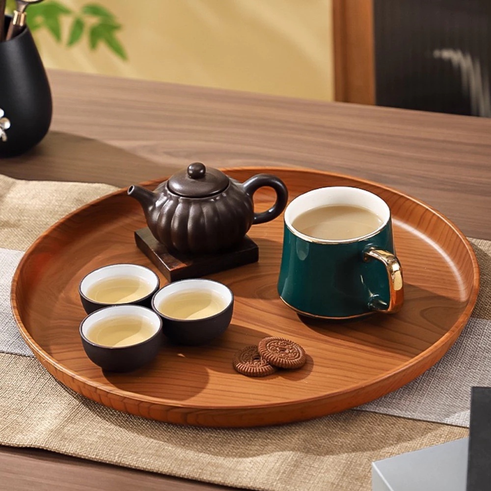 1PC Plastic Round Dessert Plat - Wooden Serving Tray 评论和价格