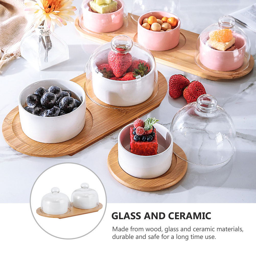 1Set Elegant Ceramic Dessert B - Wooden Serving Tray 评论和价格