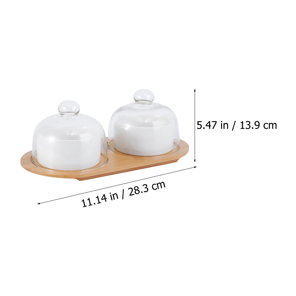 1Set Elegant Ceramic Dessert B - Wooden Serving Tray 评论和价格