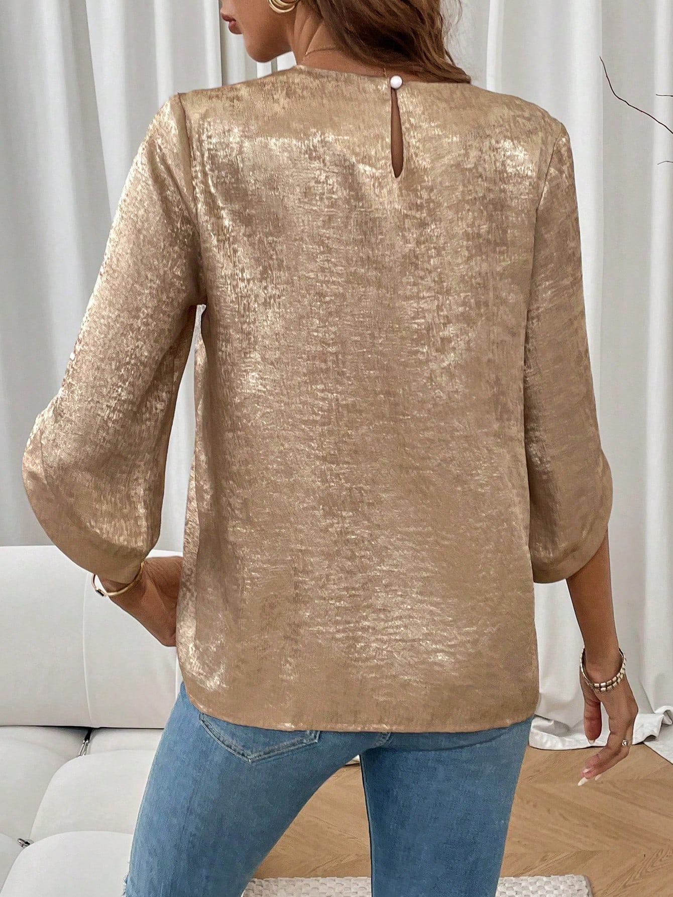 Womens Solid Color Metallic Sh - Luxury Lifestyle Women 评论和价格