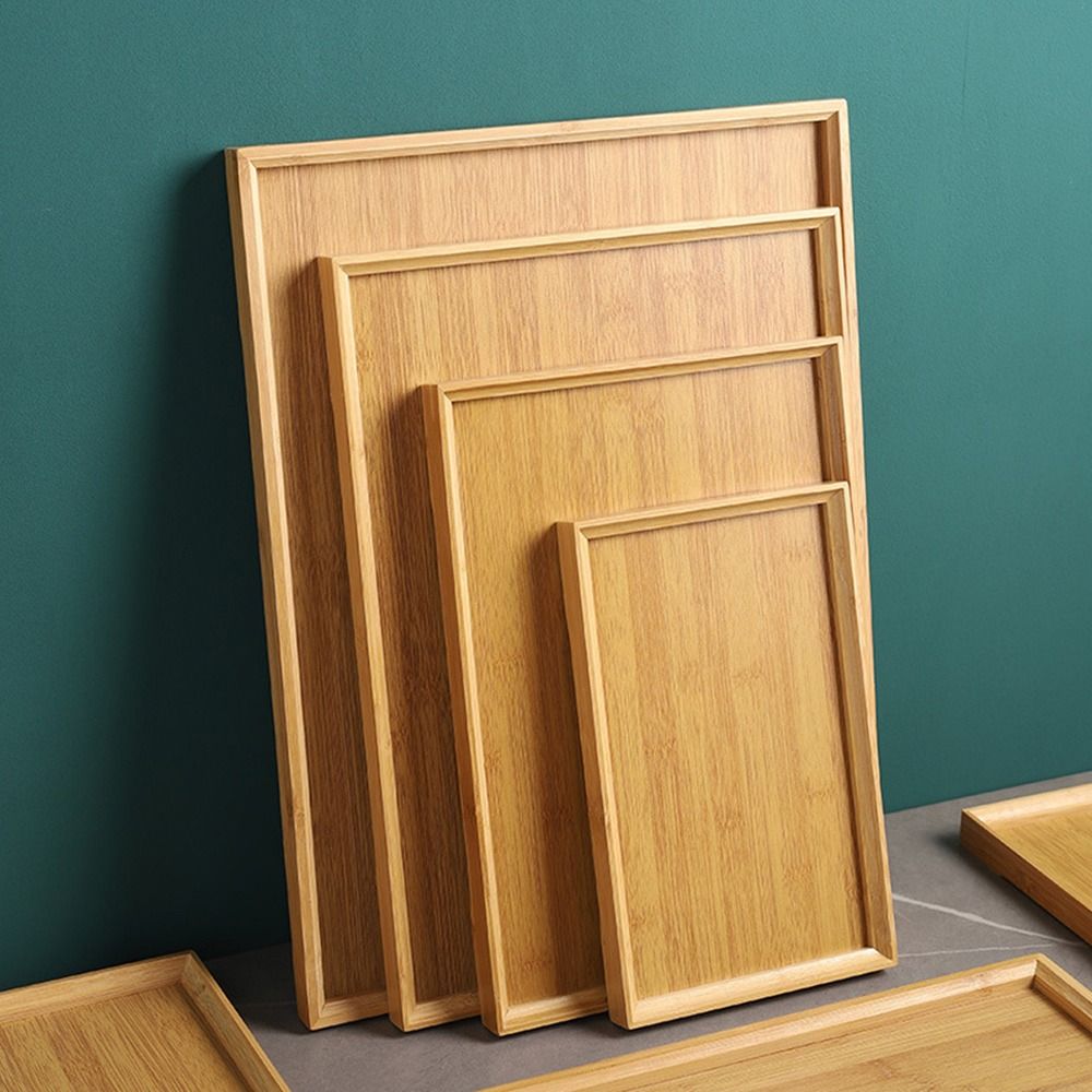 Decorate Tray Natural Bamboo B - Wooden Serving Tray 评论和价格