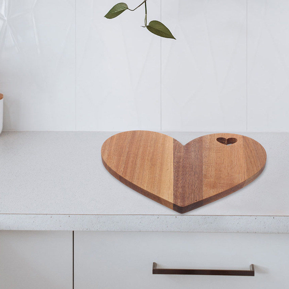 2Pcs Heart Shape Wooden Cuttin - Wooden Serving Tray 评论和价格